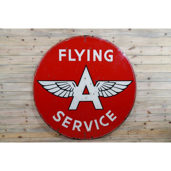 6' Flying A Service Double Sided Porcelain Identification Sign TAC 7