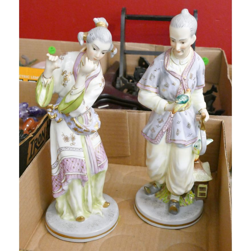 Pair Japanese Porcelain European Figures 10''