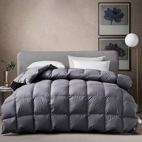 KRT LUXURIOUS GOOSE FEATHERS DOWN COMFORTER DARK GREY THICKENED HEAVYWEIGHT WARMTH DUVET INSERT 100% COTTON COVER WITH CORNER TABS