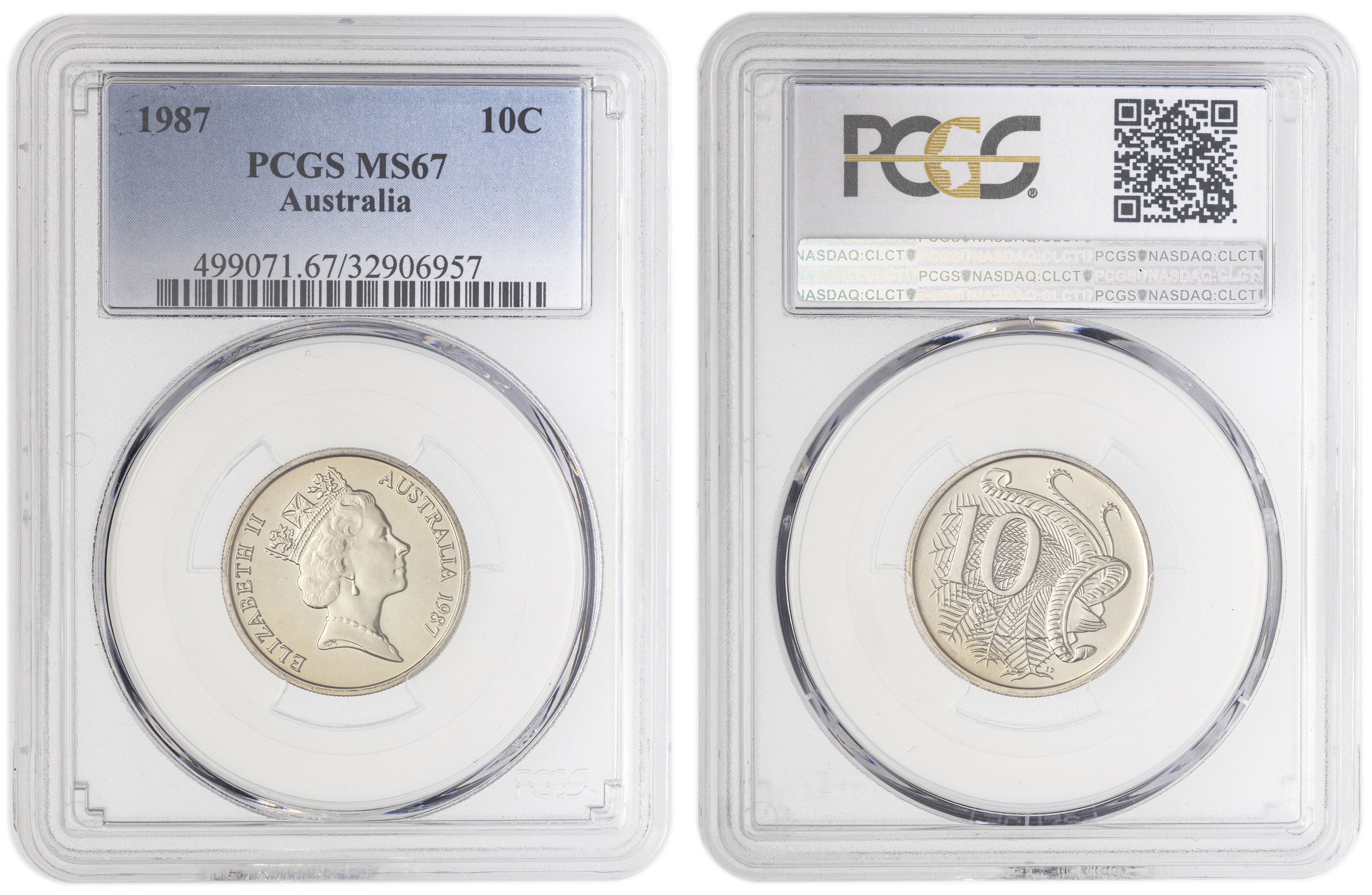 , Ten Cent, 1987, PCGS MS67