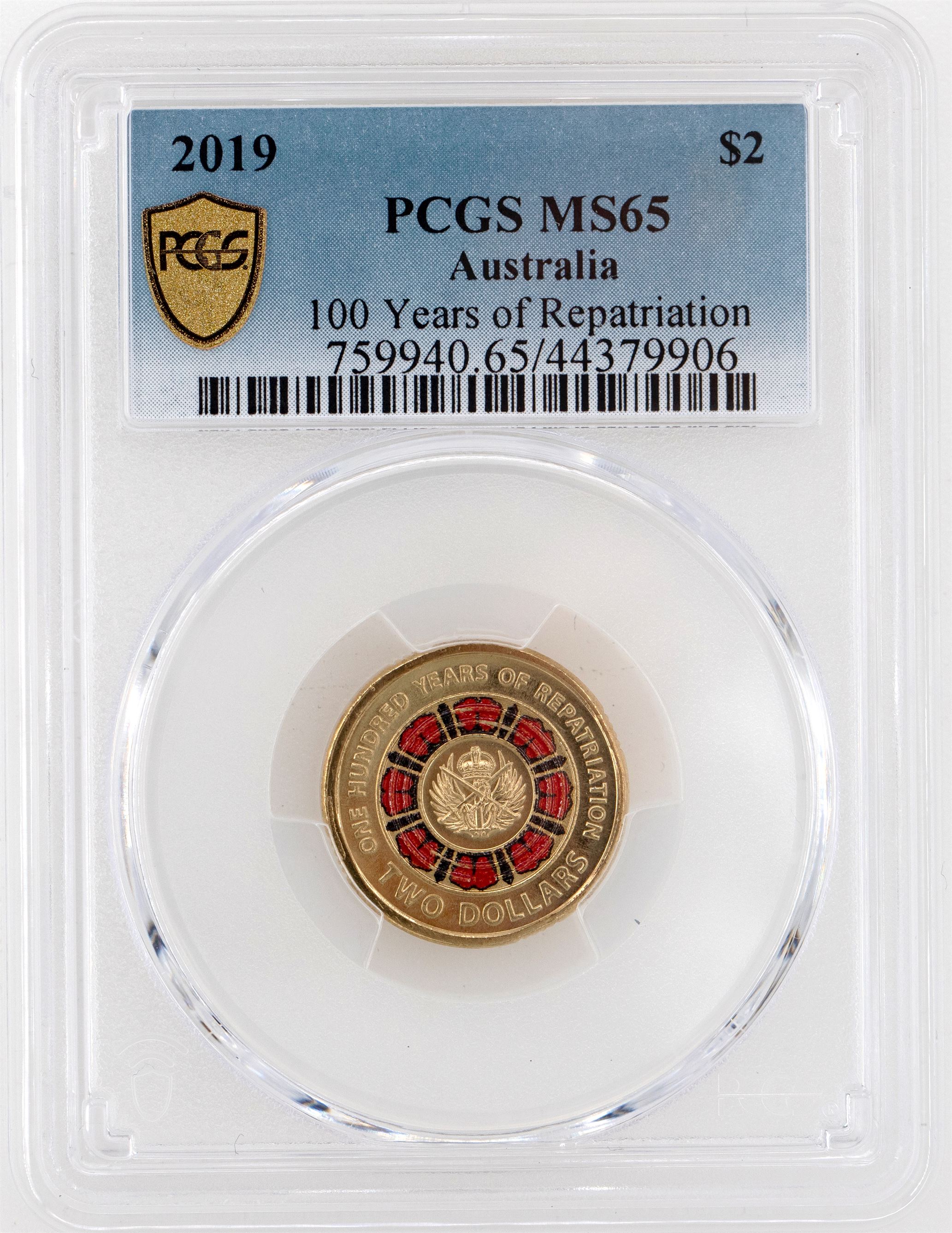 2019 Australia Two Dollar, $2 100 Years of Repatriation PCGS - MS65 -906
