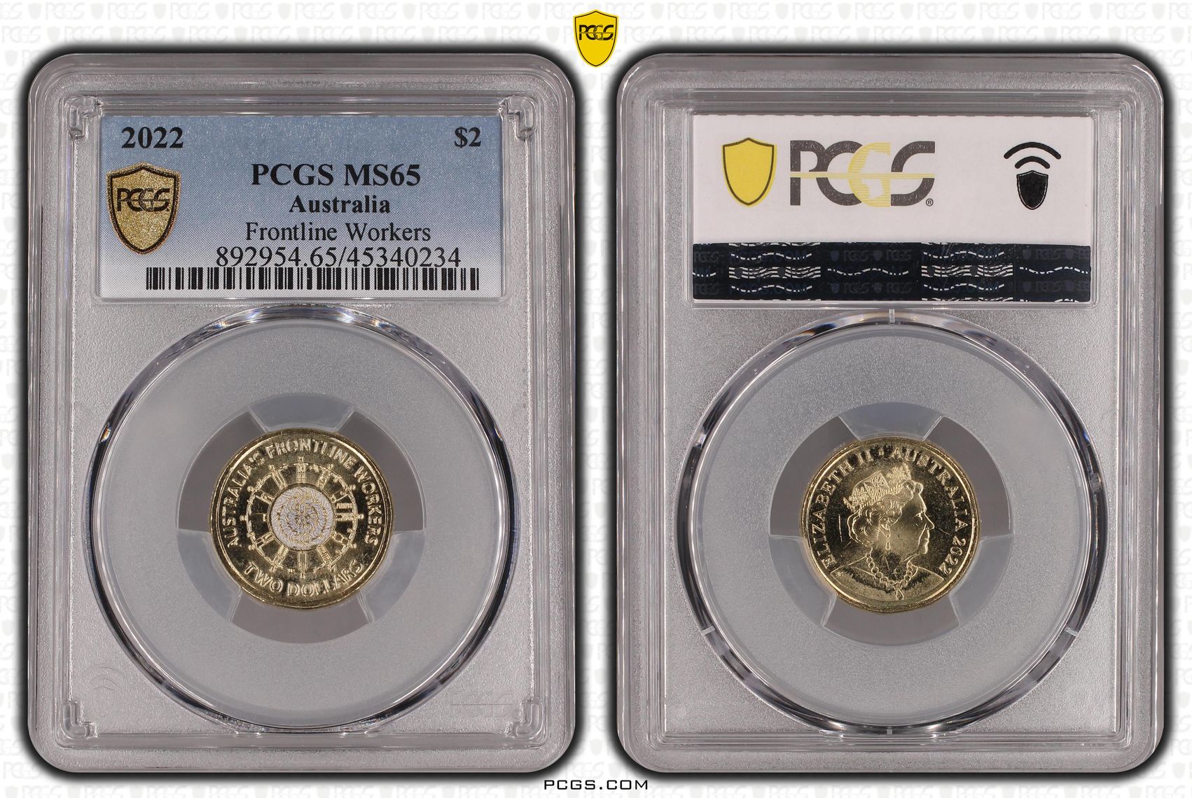 Elizabeth II, Frontline Workers, Two Dollar, 2022, PCGS MS65