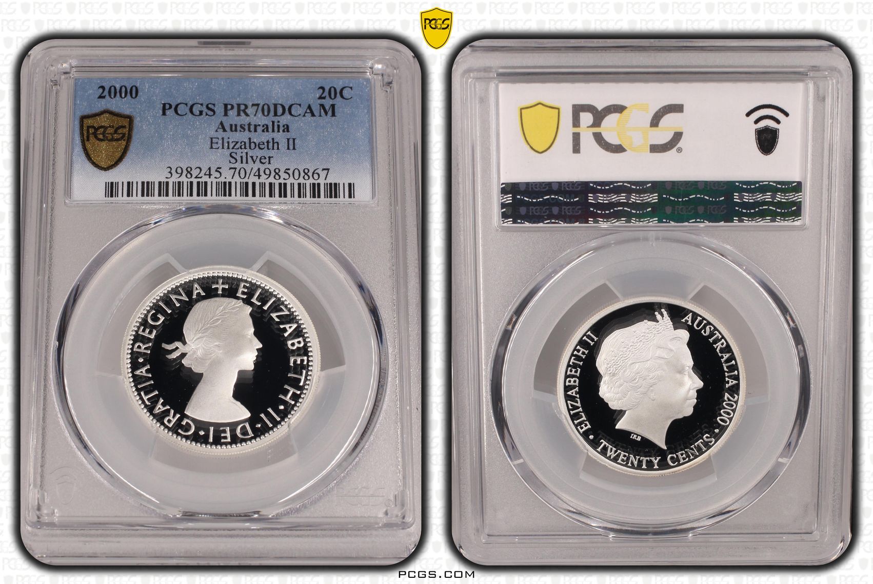 Elizabeth II Silver, Twenty Cent, 2000, PCGS PR70DCAM
