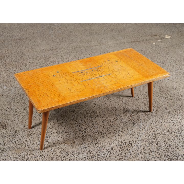 A Kiwiana folk art matchstick coffee table