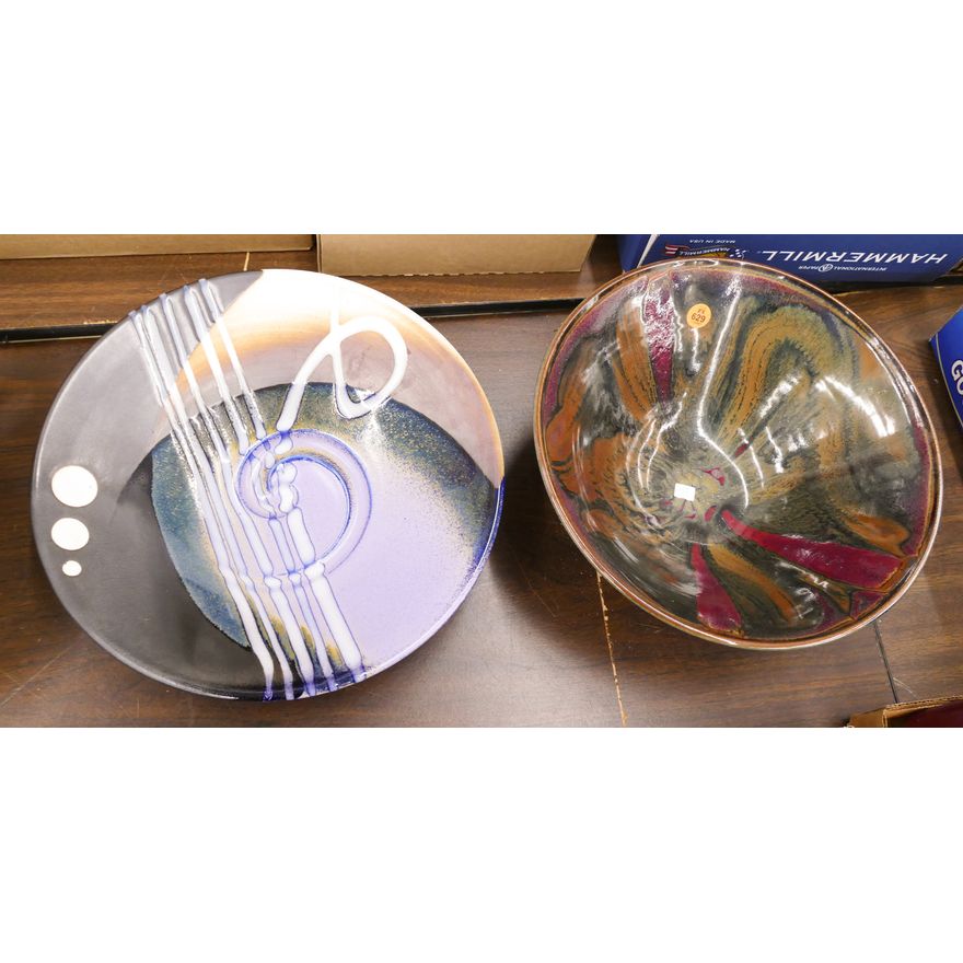 2pc Matthew Patton Studio Pottery Bowls- 11-12''