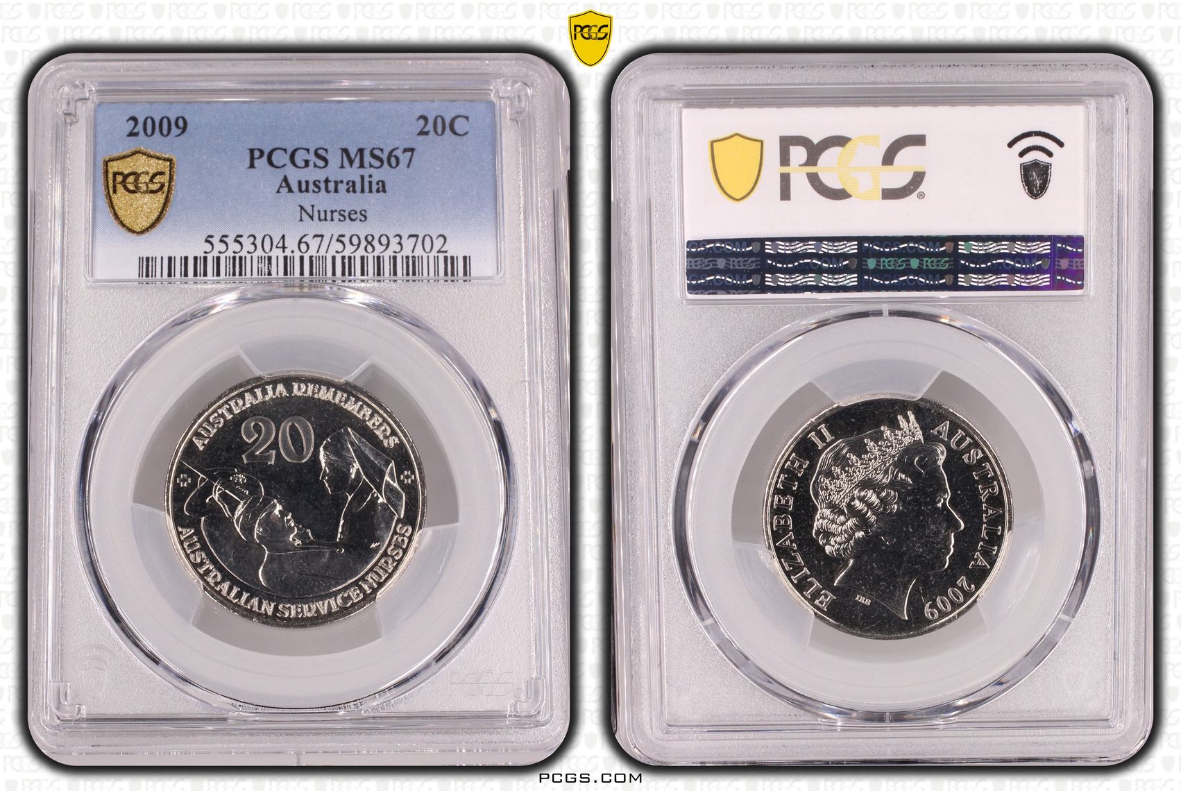 Nurses, Twenty Cent, 2009, PCGS MS67