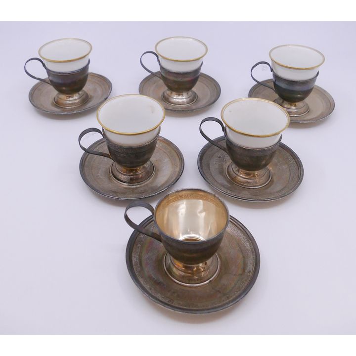 Set Rosenthal Sterling & Porcelain Demi Cups- 164g silver only