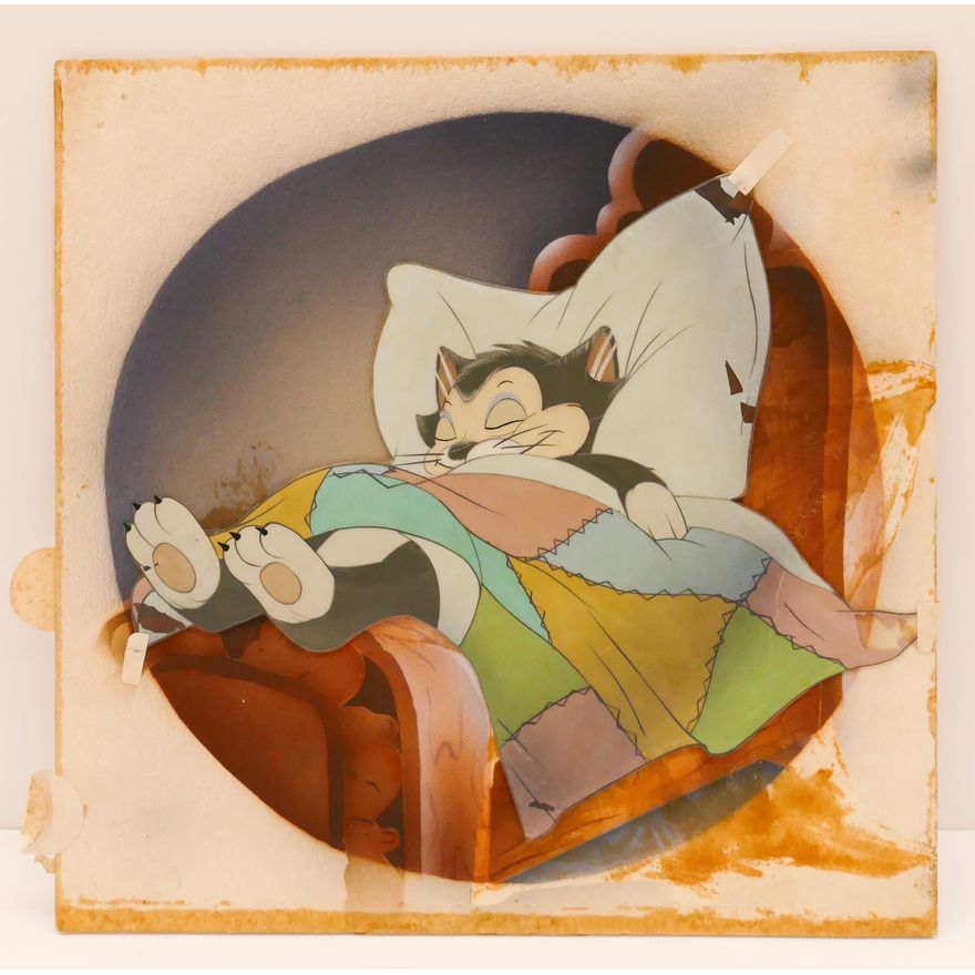 Original Disney Pinocchio Figaro Animation Cel- AS IS- unframed 7.7x7.5''