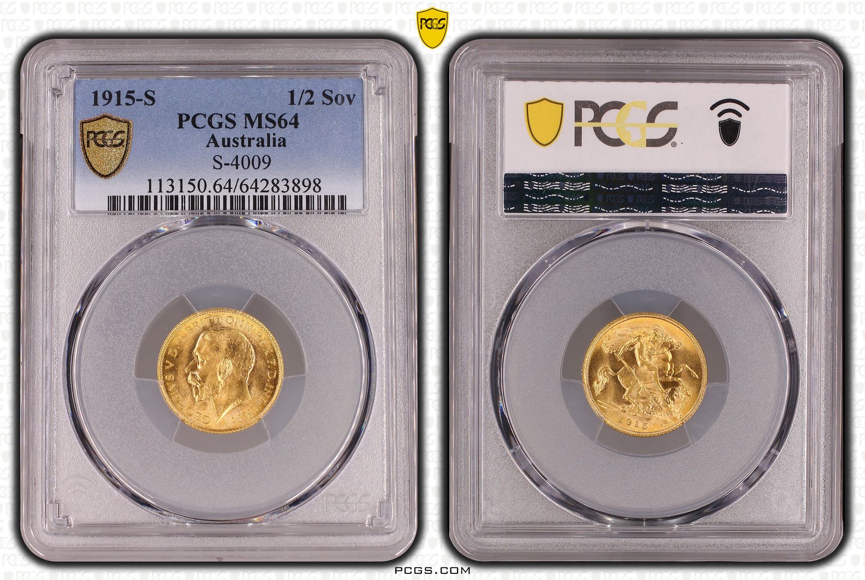 George V, Half Sovereign, 1915-S, PCGS MS64