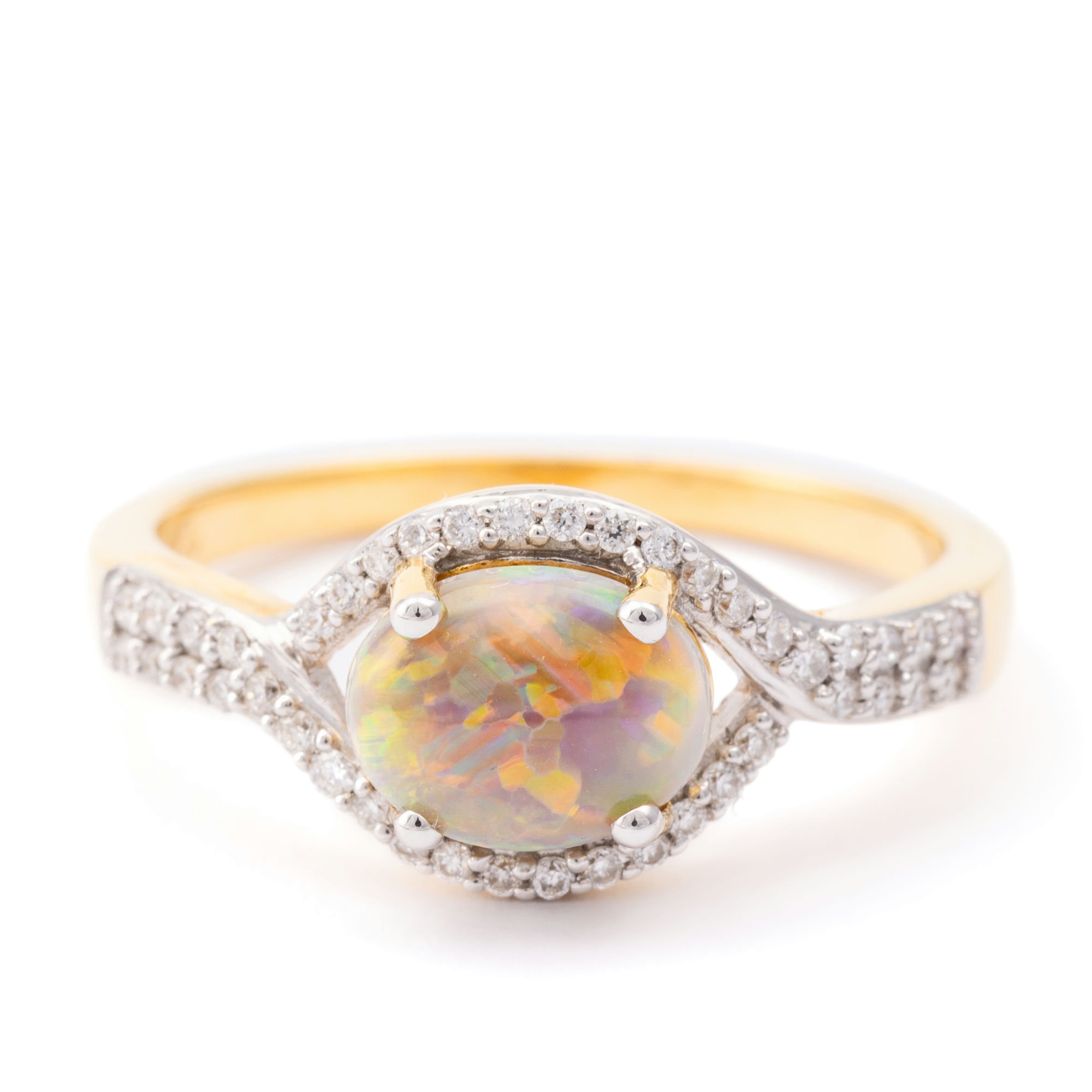 Opal & Diamond Ring 18ct Gold ,