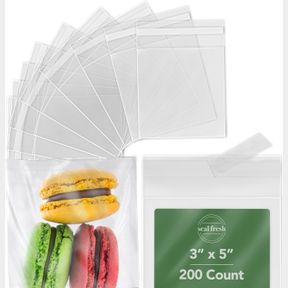 3" X 5" RESEALABLE PLASTIC TREAT BAGS 3' X 5', 200-COUNT, CLEAR & SELF-SEALING PERFECT FOR COOKIES & CANDIES SZ (8 X 10 )