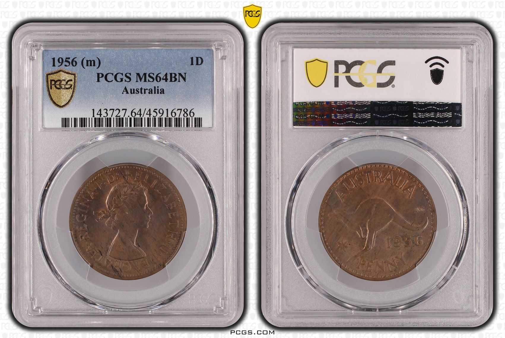 1956 Australia Penny PCGS - MS64BN POP 2/0 -786