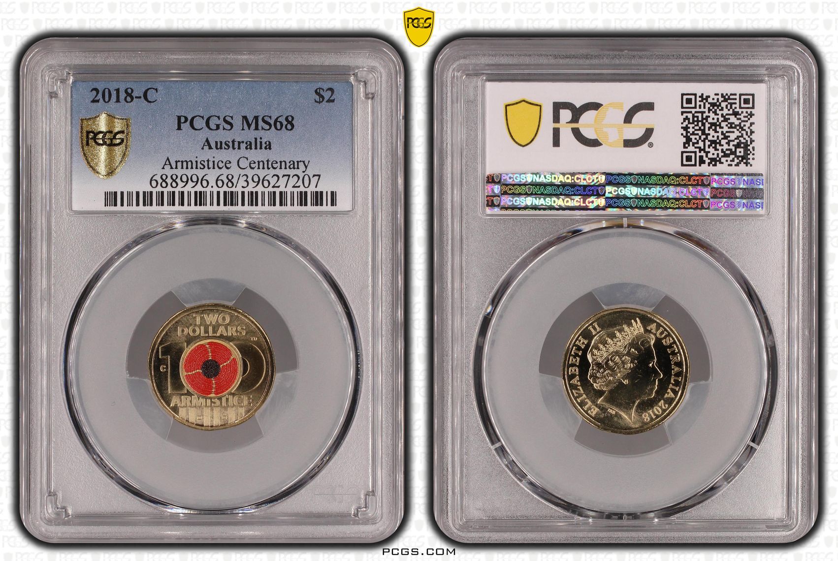 Armistice Centenary Colorized, Two Dollar, 2018-C, PCGS MS68