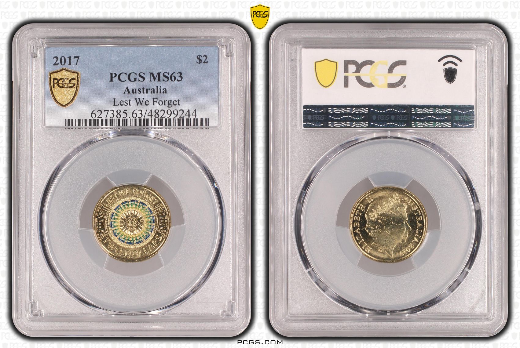 Lest We Forget Colorized , Two Dollar, 2017, PCGS MS63
