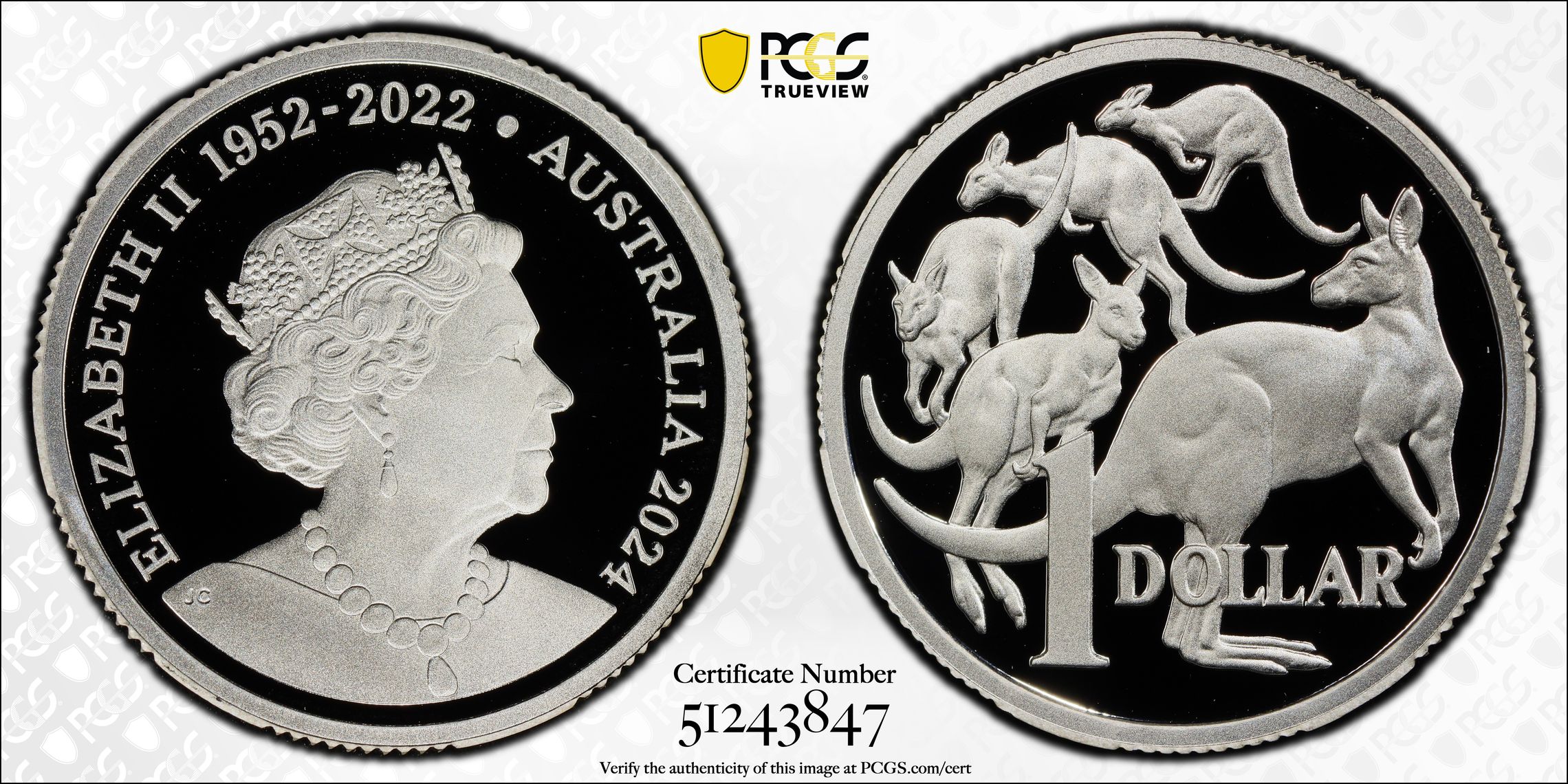 Queen Elizabeth II Silver, One Dollar, 2024, PCGS PR70DCAM