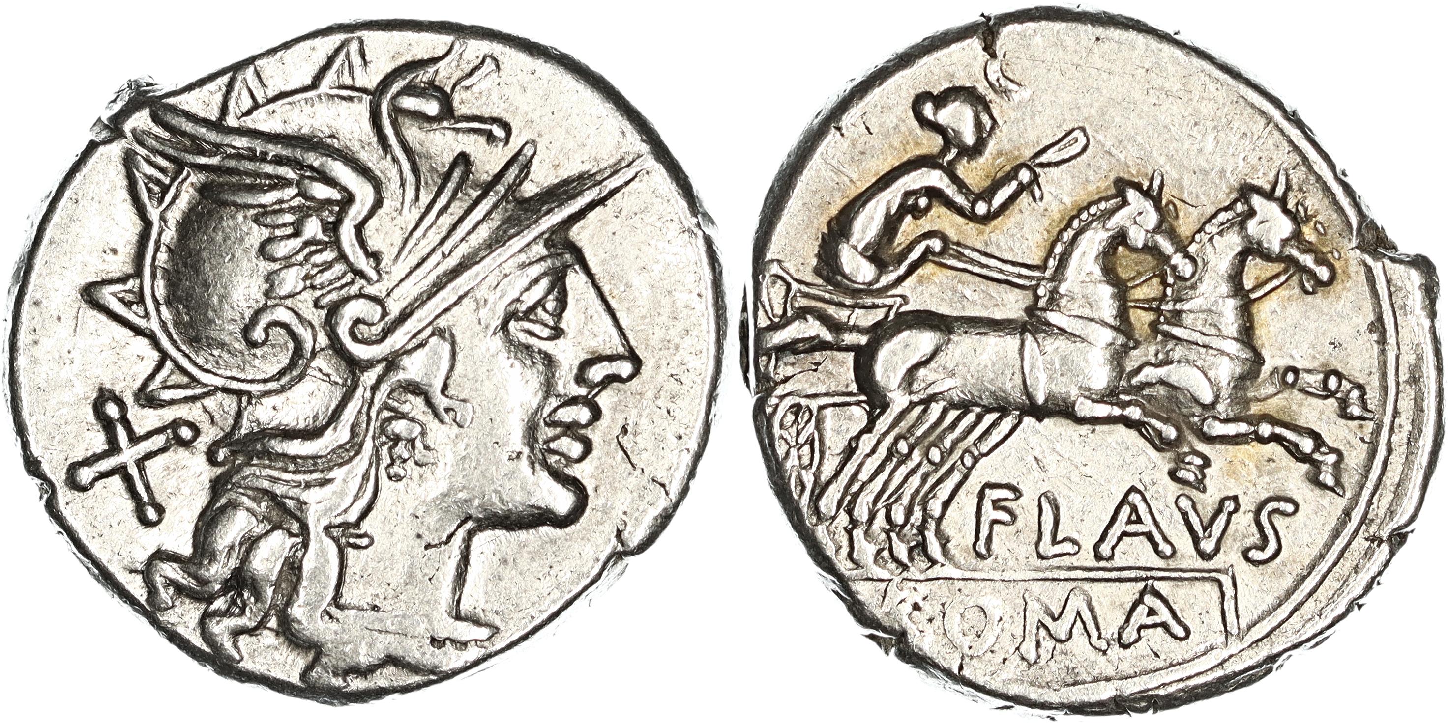 Roman Republic, Decimius Flavus C.n., Silver Denarius, 150 BC, nEF