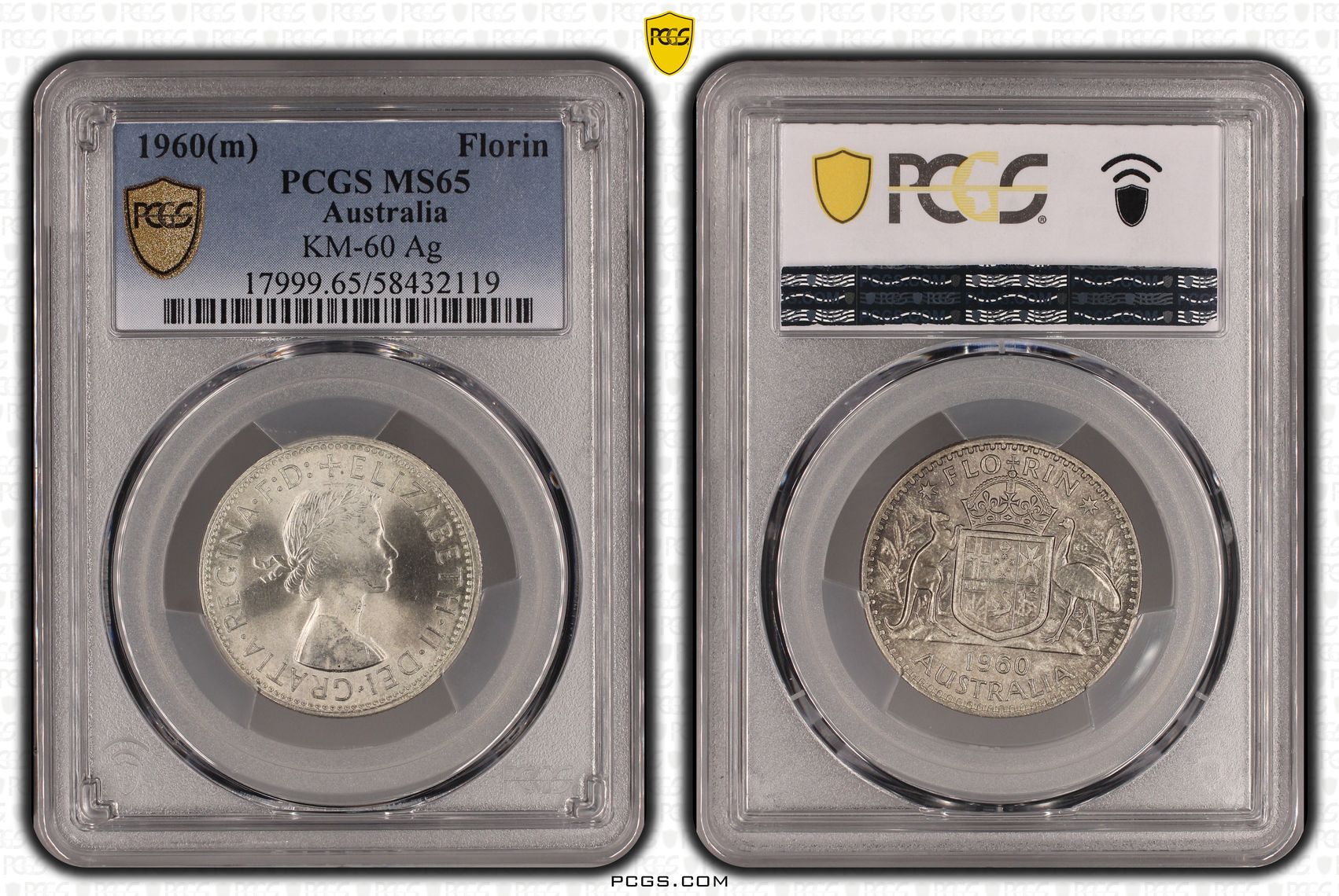 Elizabeth II, Florin, 1960(m), PCGS MS65