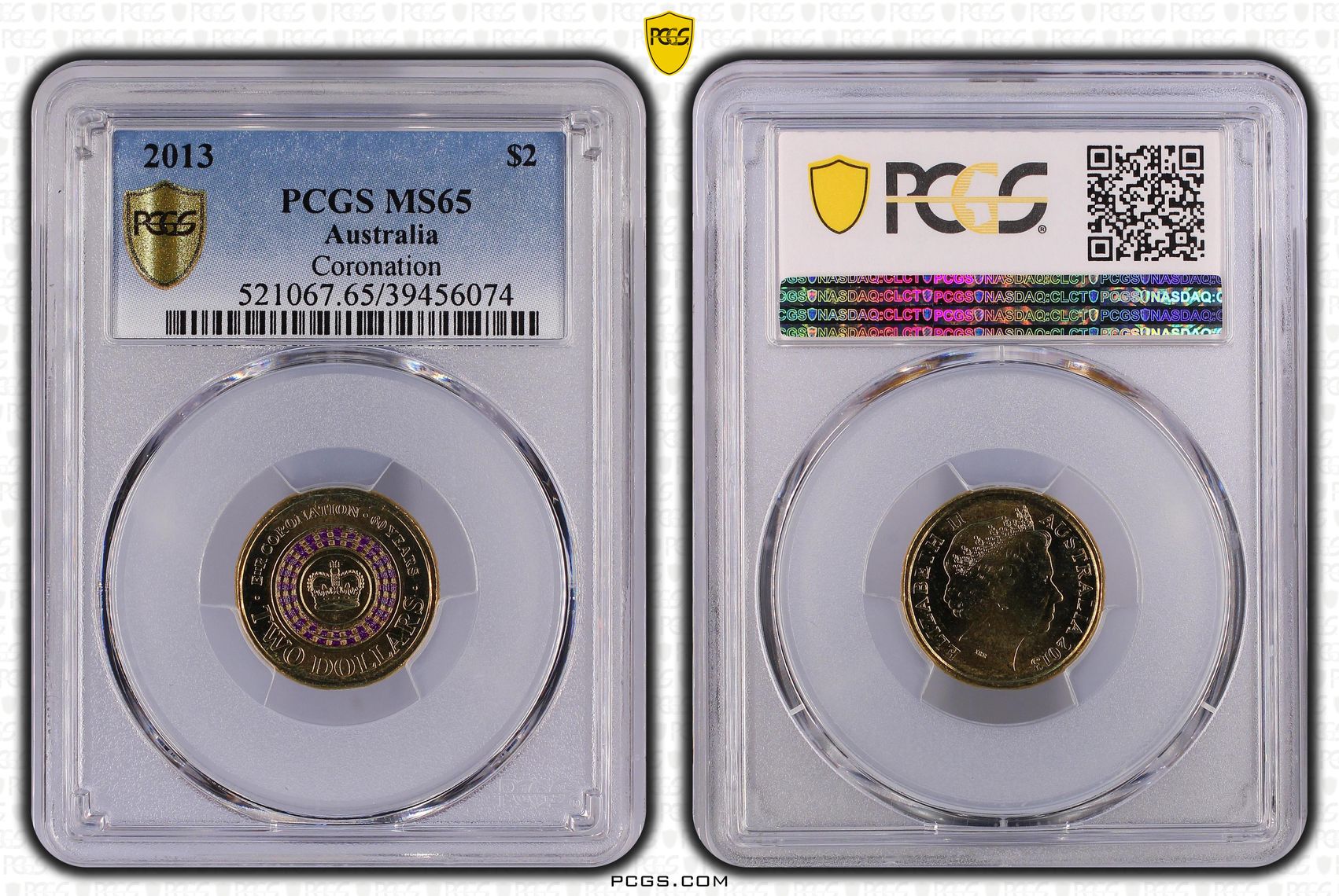 2013 Australia Two Dollar, $2 Coronation PCGS - MS65 -074