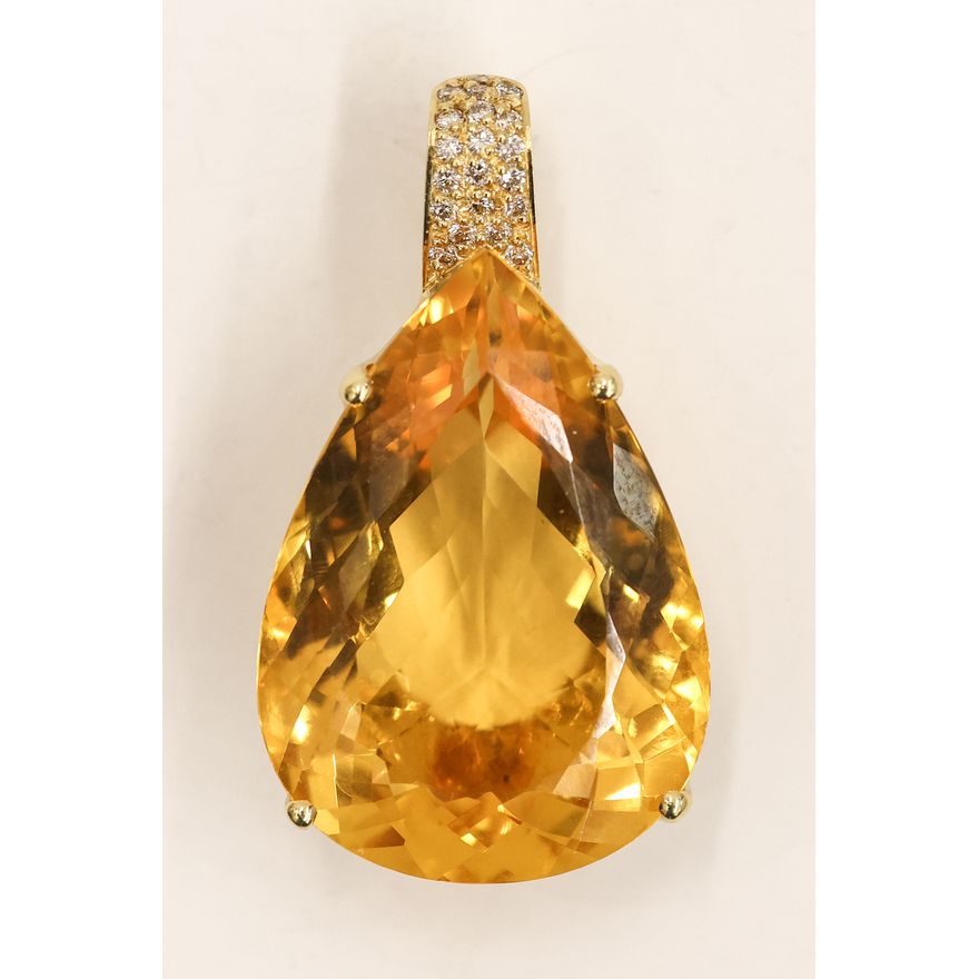 H. Stern 18k Tear Drop Citrine & Diamond Pendant