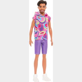 BARBIE FASHIONISTAS KEN DOLL #227 WITH OUTFIT INSPIRED BY THE TOTALLY HAIR LOOK, BRUNETTE WITH SHORT BEARD & SLENDER BODY TYPE, 65