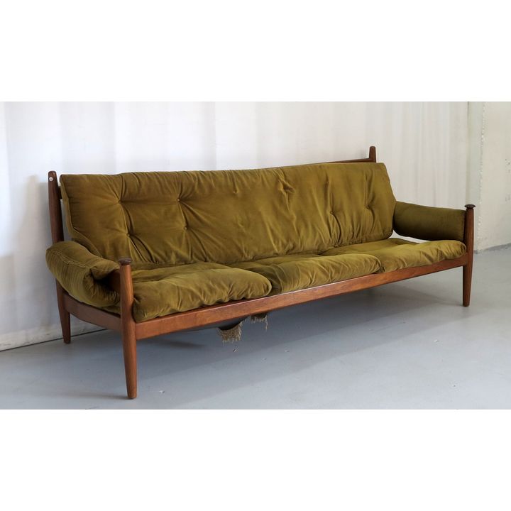 RETRO SWEDISH UPHOLSTERED ROSEWOOD SETTEE, designer Eric Merthen