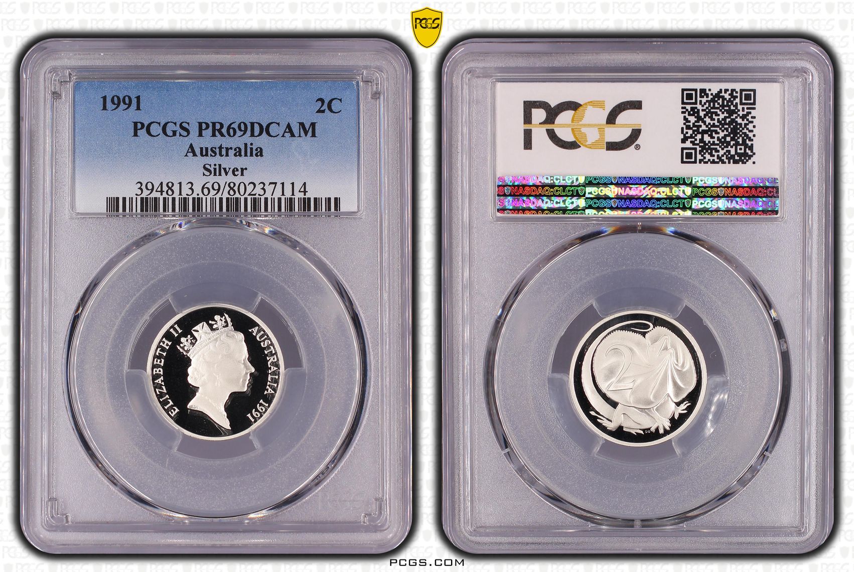 1991 Australia Two Cent, 2c Silver Silver PCGS - PR69DCAM -114