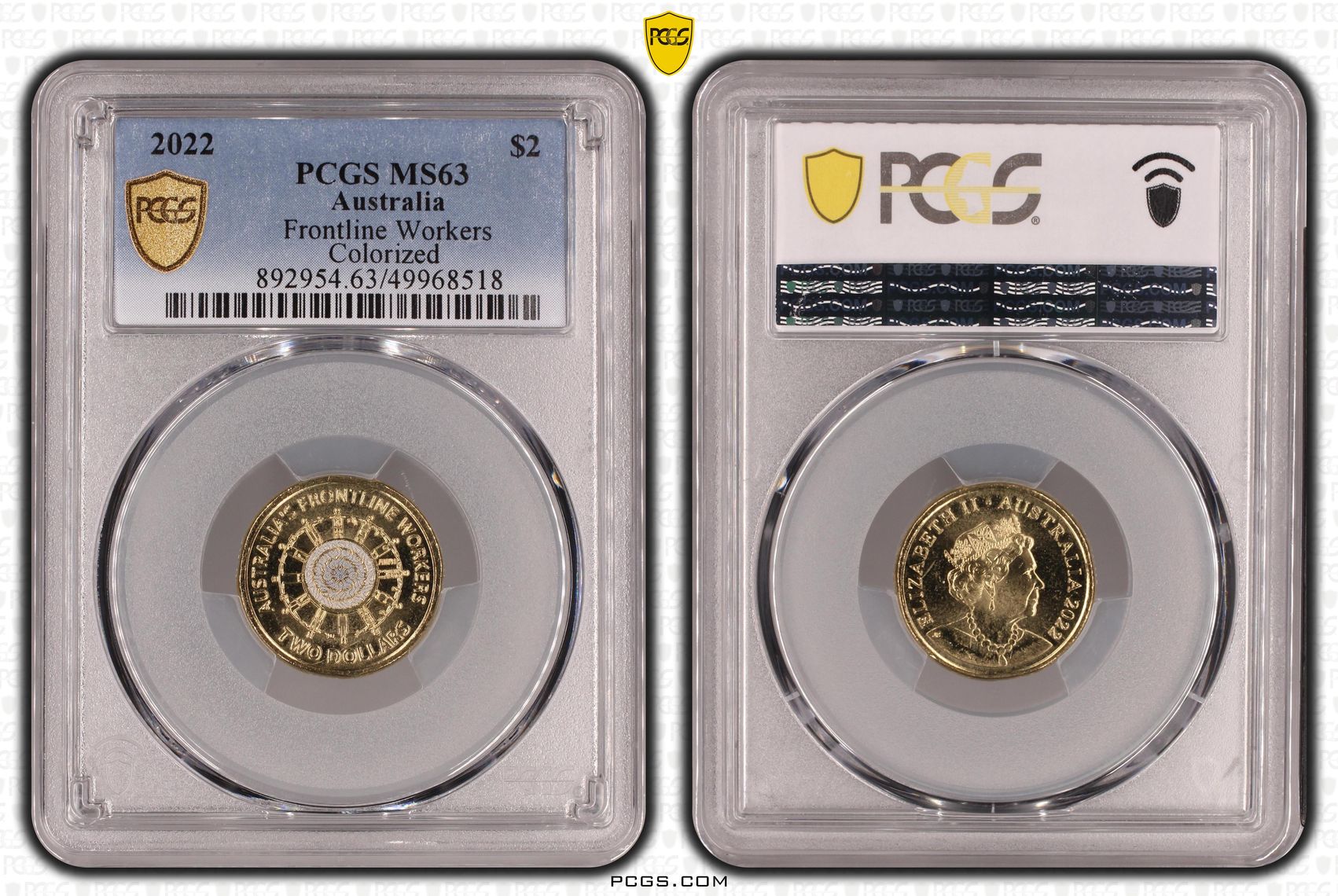 Frontline Workers Colourised, Two Dollar, 2022, PCGS MS63
