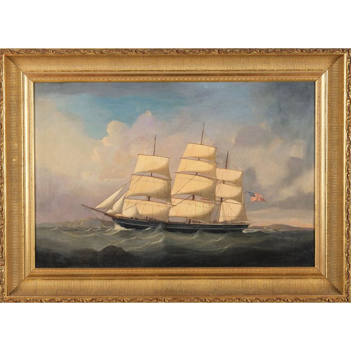 Artist Unknown 'A clipper ship in full sail flying a United States ensign'