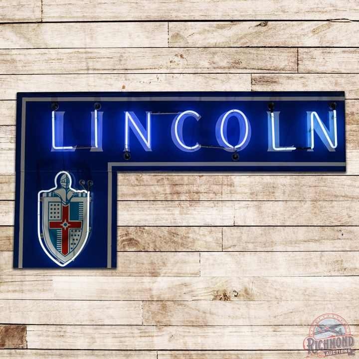Lincoln Automobiles Die Cut Single Sided Porcelain Neon Sign w/ Knight Logo