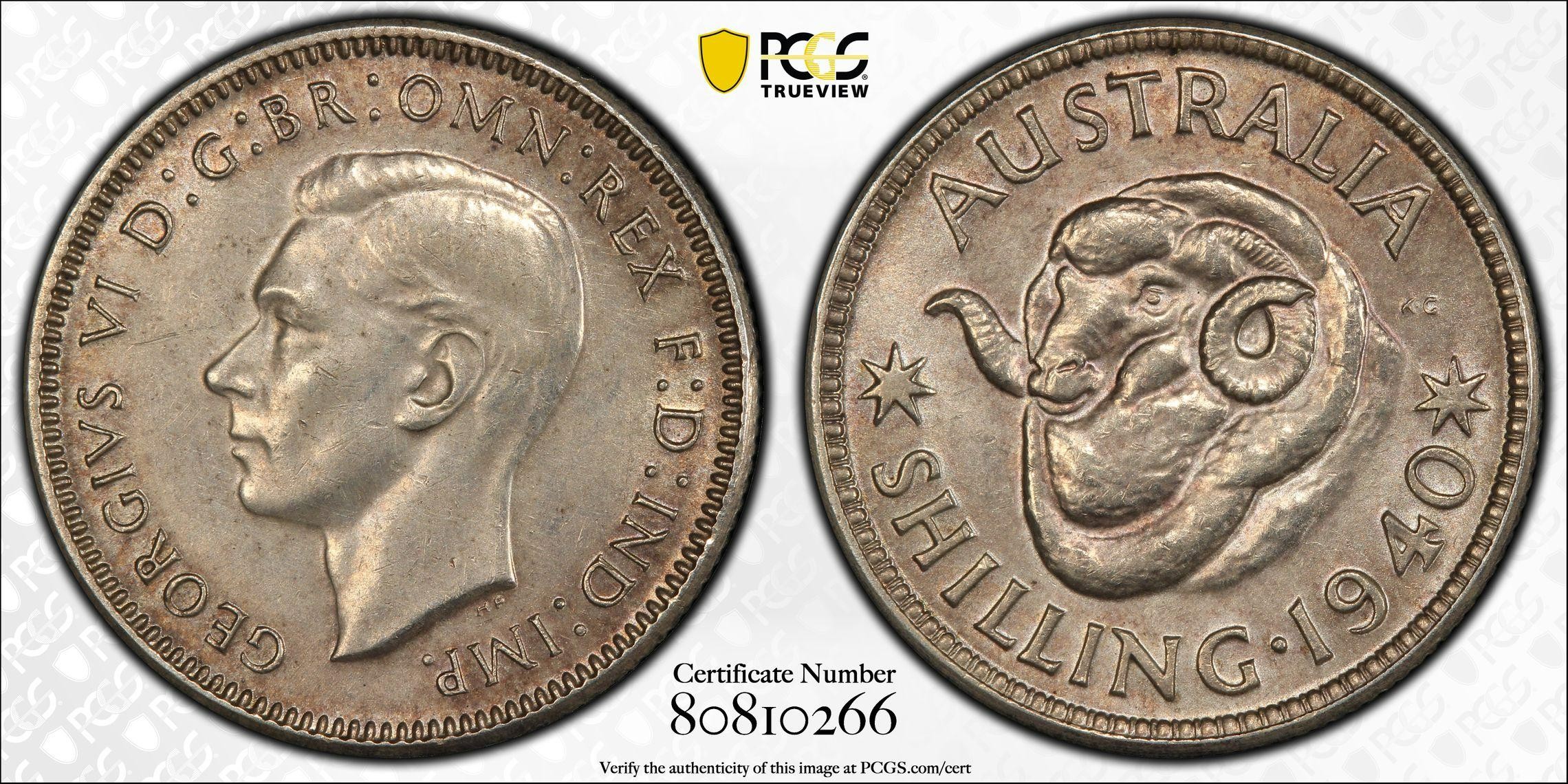 1940(m) Australia Shilling Silver PCGS - AU55 -266
