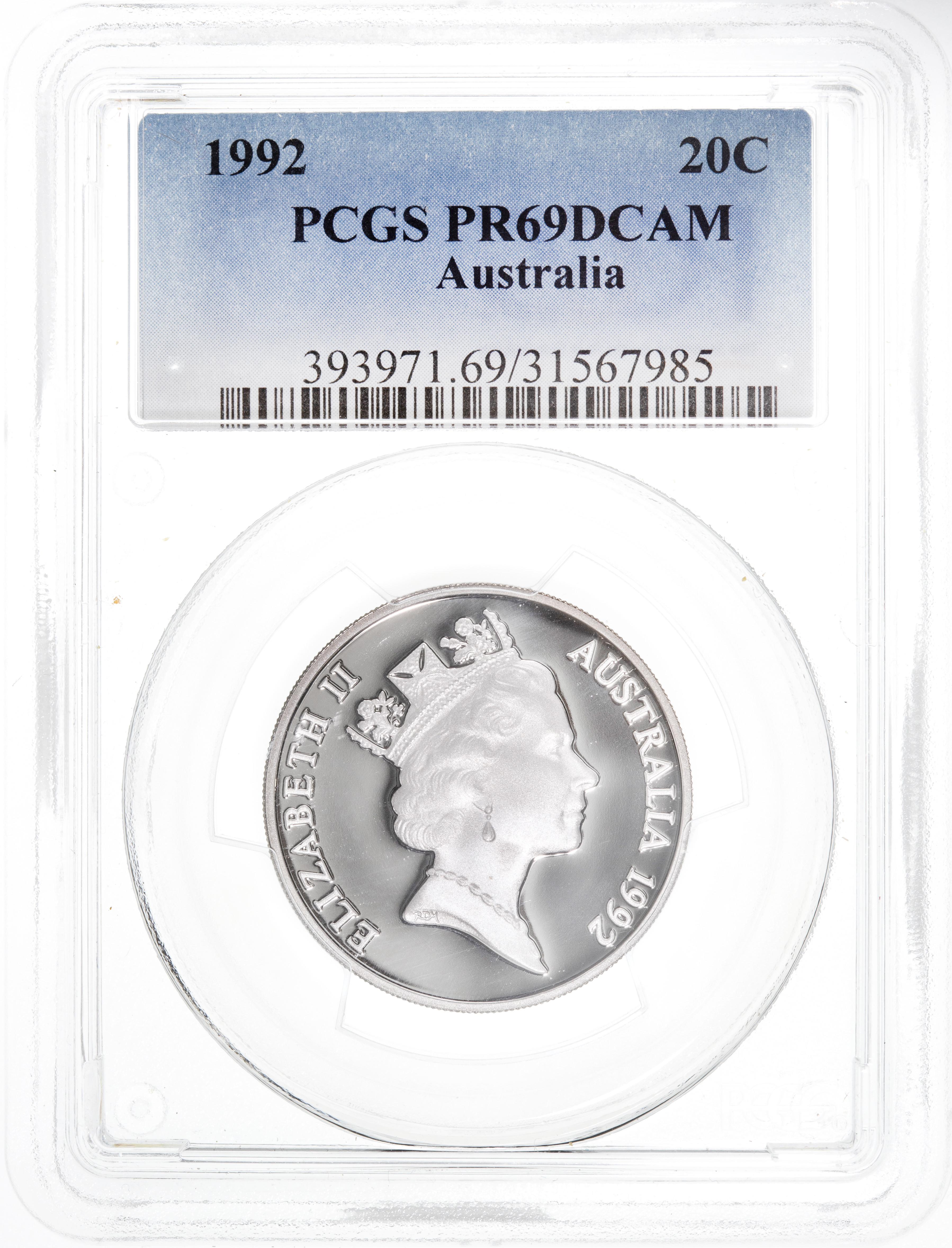 Twenty Cent, 1992, PCGS PR69DCAM