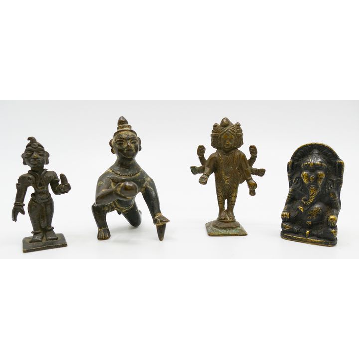 4pc Old Indian Bronze Miniature Deities 2'' to 3''