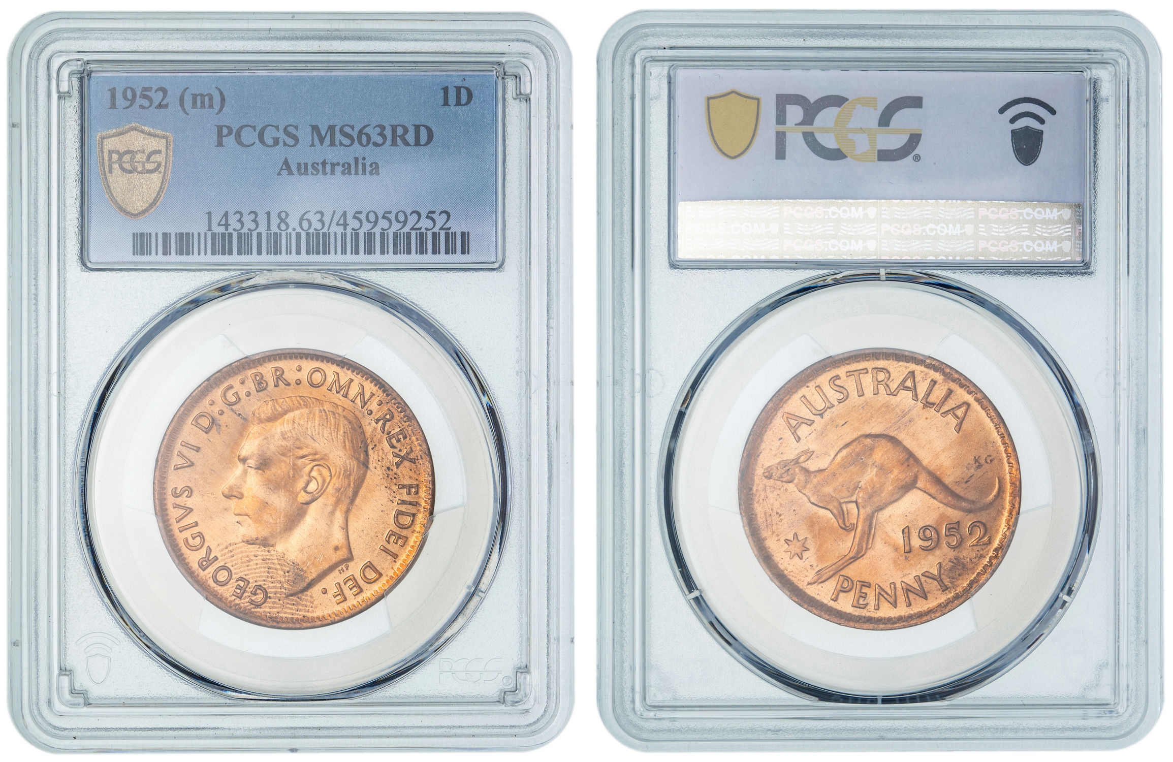 George VI, Penny, 1952, PCGS MS63RD