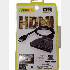 Mini 3 Port HDMI Switch Adapter Cable - 4K Ultra HD - Black (not tested)