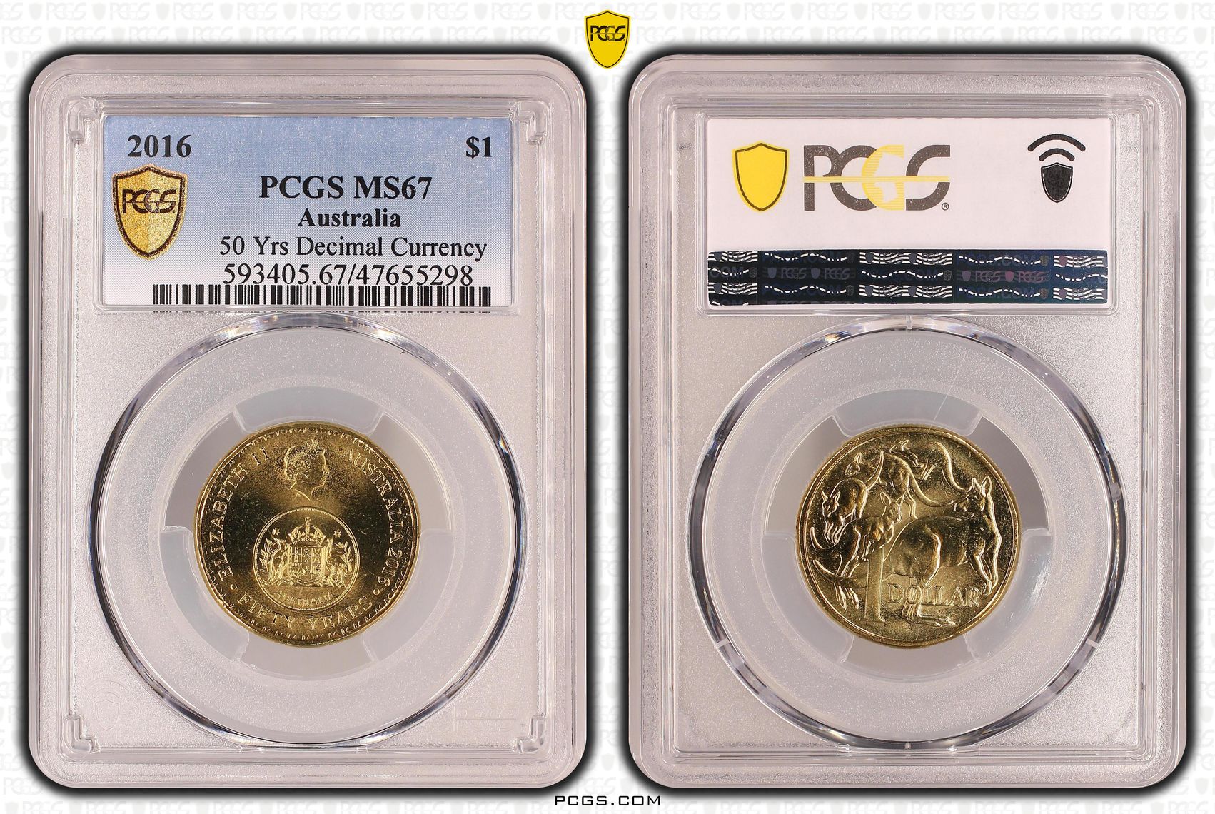 Elizabeth II, 50 Yrs Decimal Currency, One Dollar, 2016, PCGS MS67
