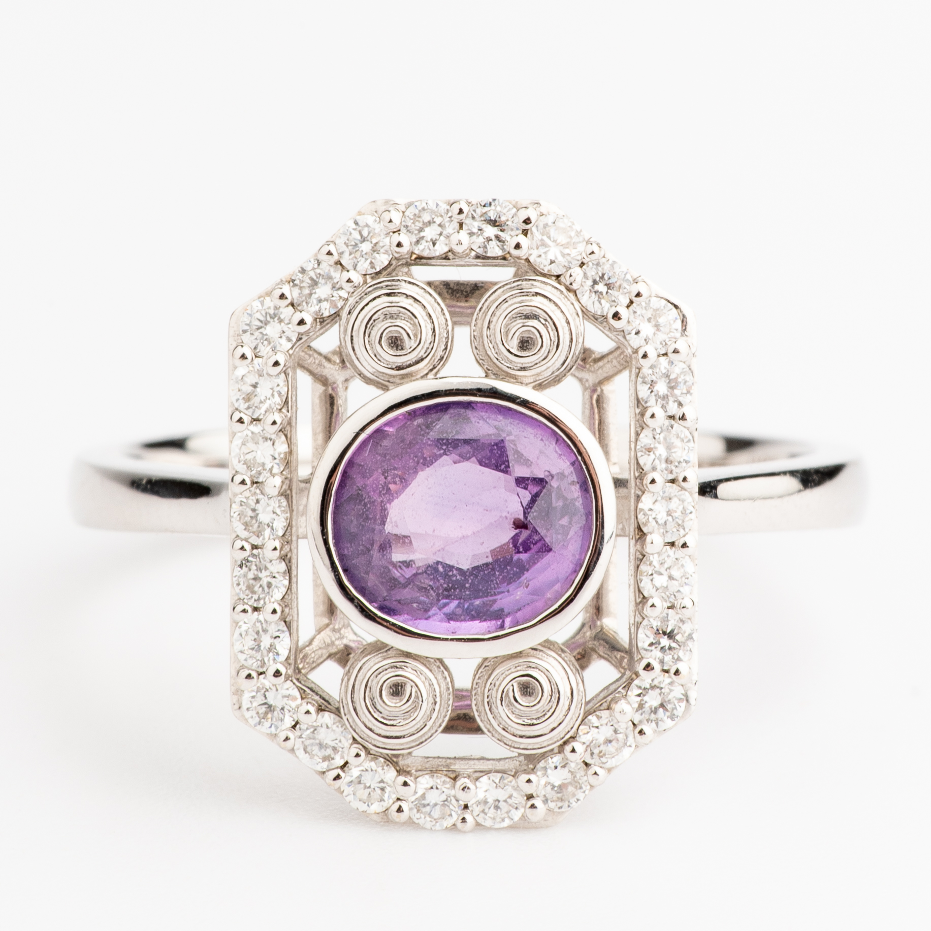 5 · 1.21ct Purple Sapphire 18ct White Gold & Diamond Ring
