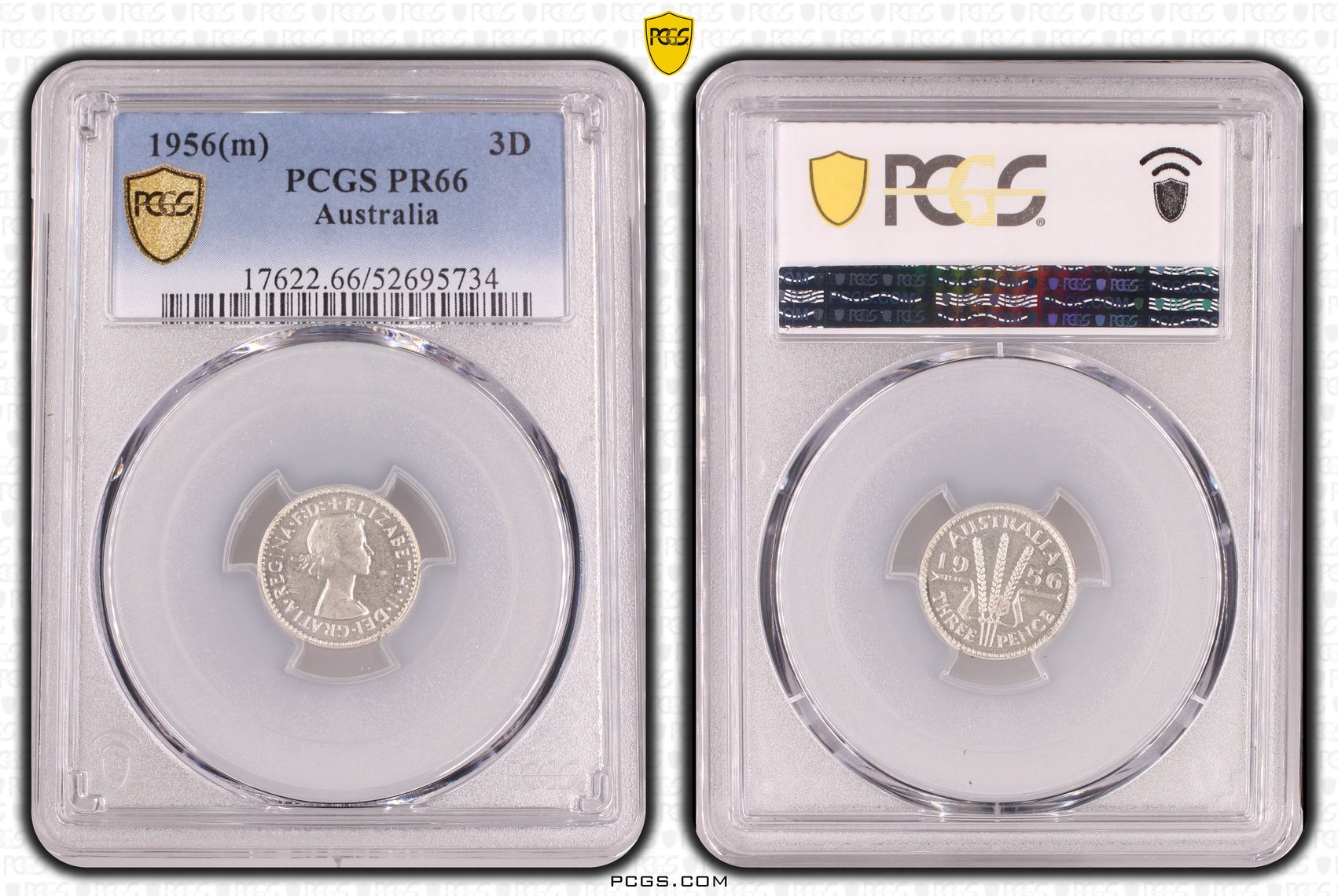 Elizabeth II, Threepence, 1956, PCGS PR66