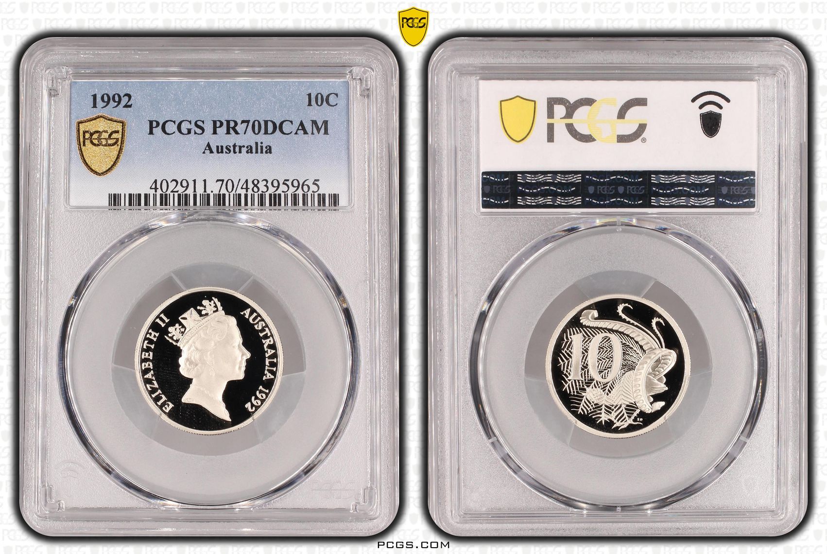 Elizabeth II, Ten Cent, 1992, PCGS PR70DCAM
