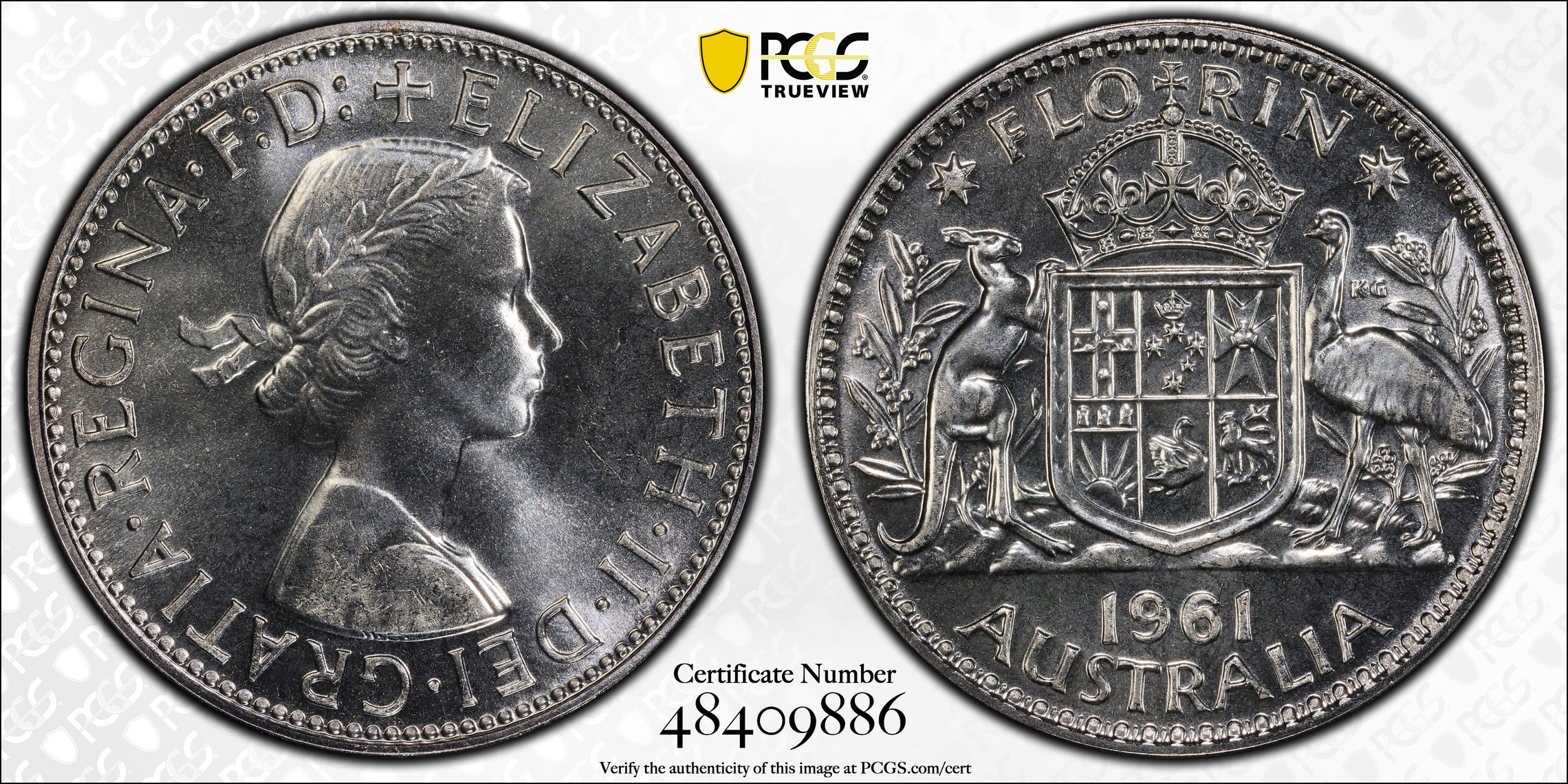 Elizabeth II, Florin, 1961(m), PCGS PR66