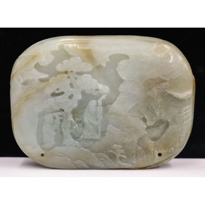 Chinese Jade Scholar's Table Screen Plaque