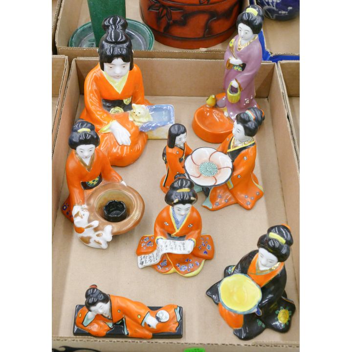 Box Deco Japanese Orange Geisha Figures