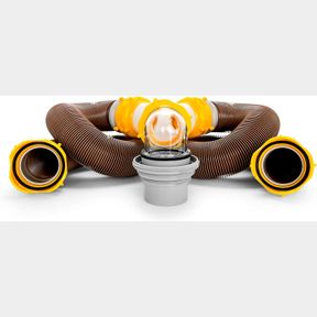 CAMCO 39667 REVOLUTION 20' SEWER HOSE KIT WITH SWIVEL FITTINGS AND WYE CONNECTOR - READY TO USE KIT WITH FITTINGS, HOSES, AND STOR