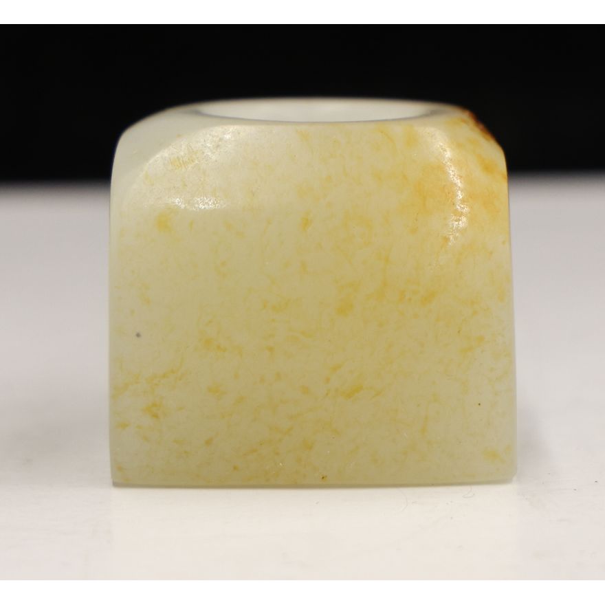 Chinese White Jade Russet Skin Archer's Ring