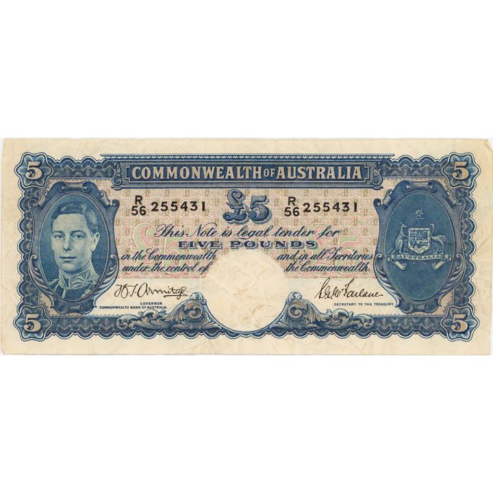 Armitage/McFarlane, Five Pounds, 1941,  Fine