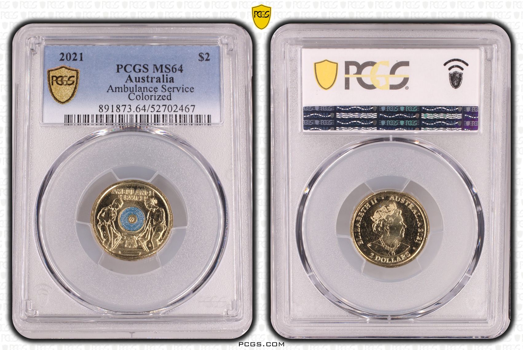 Ambulance Service Colorized, Two Dollar, 2021, PCGS MS64