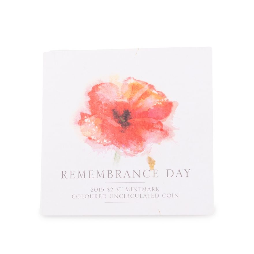Elizabeth II, Remembrance Day Colour 'C', Two Dollars, 2015,  UNC