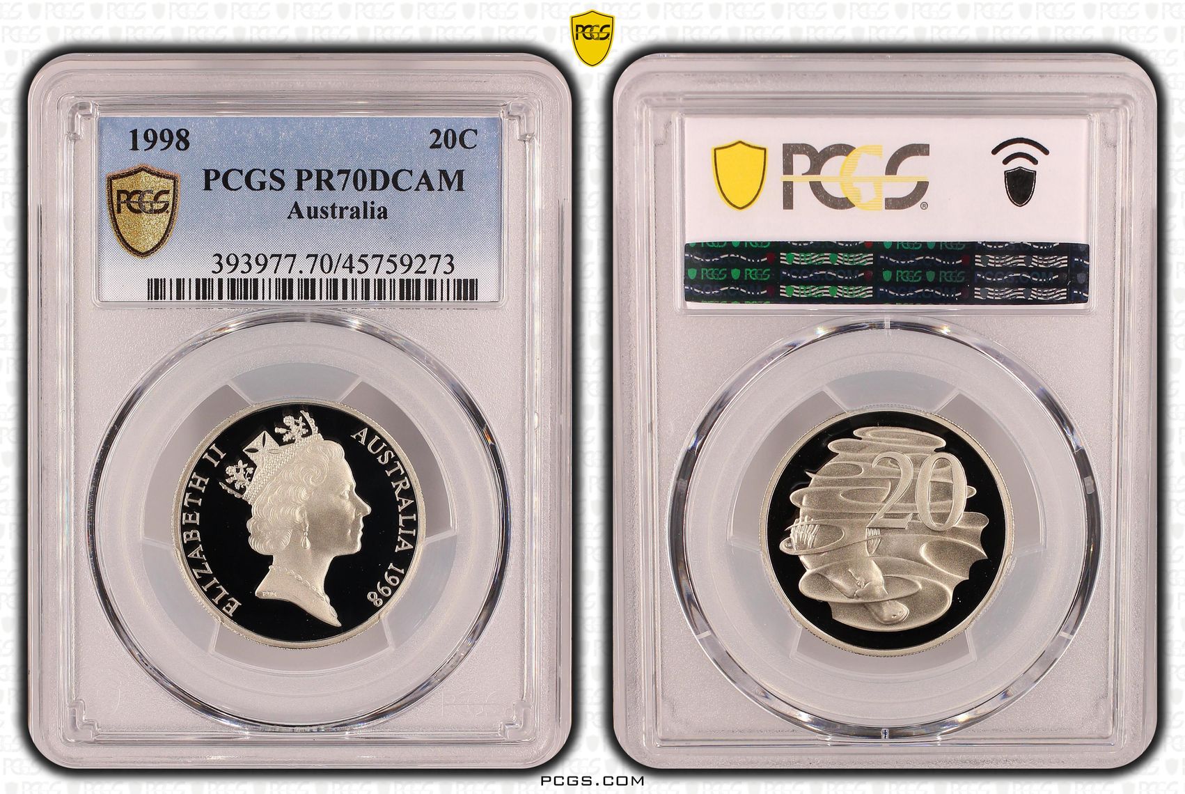 Elizabeth II, POP 16/0, Twenty Cent, 1998, PCGS PR70DCAM