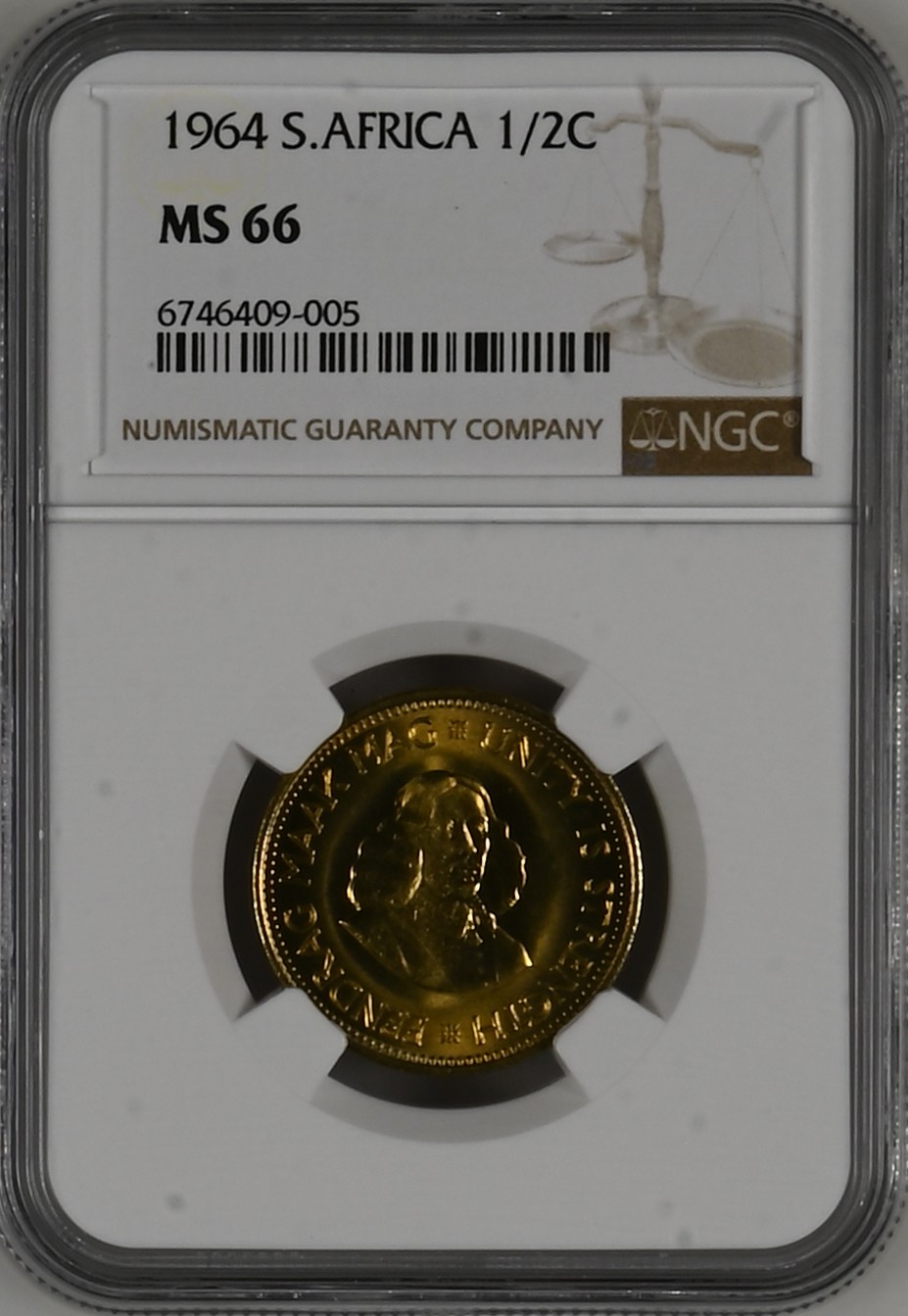 South Africa 1/2C 1964 NGC MS 66 | Crown Currency