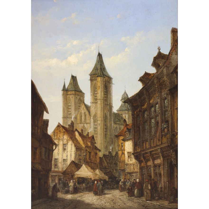 Lewis John Wood ''Andelys'' (Street Scene) Oil