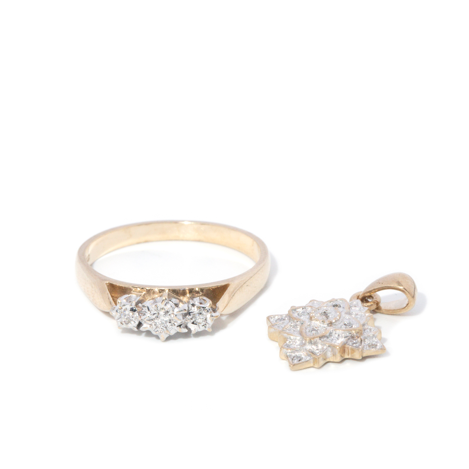 Diamond 9ct Gold Jewellery Lot